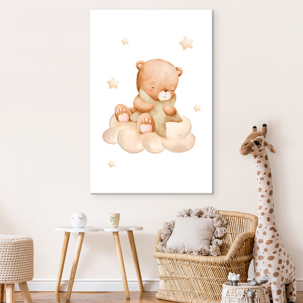 A teddy bear sitting on a cloud