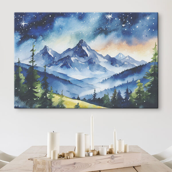 Cuadros Acuarela de una cordillera y estrellas en el cielo (SKU: s37946) Cuadros Cuadros Acuarela de una cordillera y estrellas en el cielo (SKU: s37946)