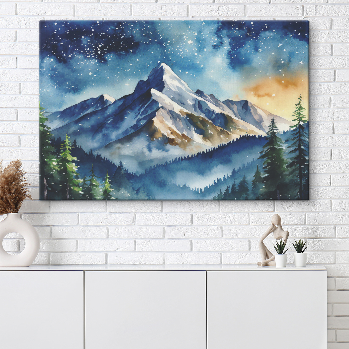 A watercolor painting of a mountain range A watercolor painting of a mountain range