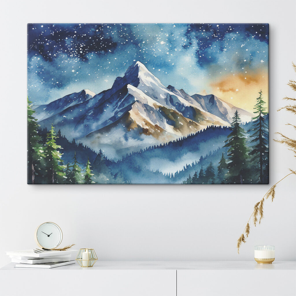 A watercolor painting of a mountain range A watercolor painting of a mountain range