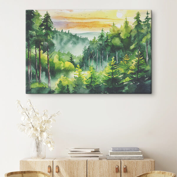 A watercolor painting of a forest A watercolor painting of a forest