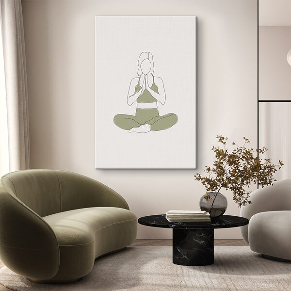 Cuadros Una mujer sentada con las piernas cruzadas y las manos juntas (SKU: s37991) Cuadros Cuadros Una mujer sentada con las piernas cruzadas y las manos juntas (SKU: s37991)