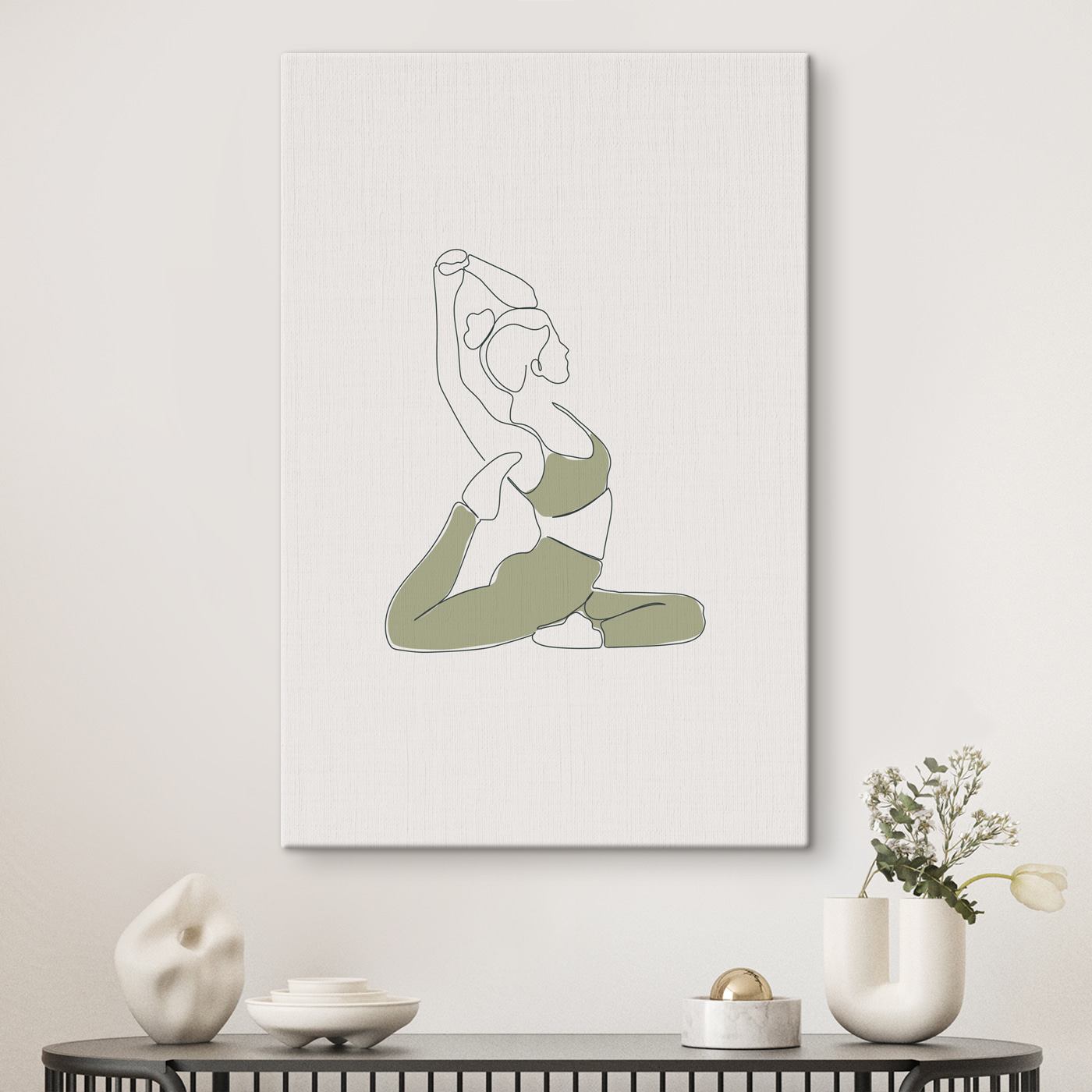 A woman in a yoga pose A woman in a yoga pose