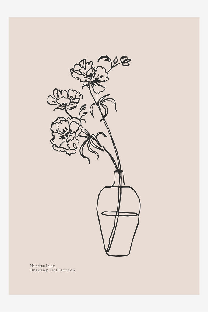 A drawing of flowers in a vase
