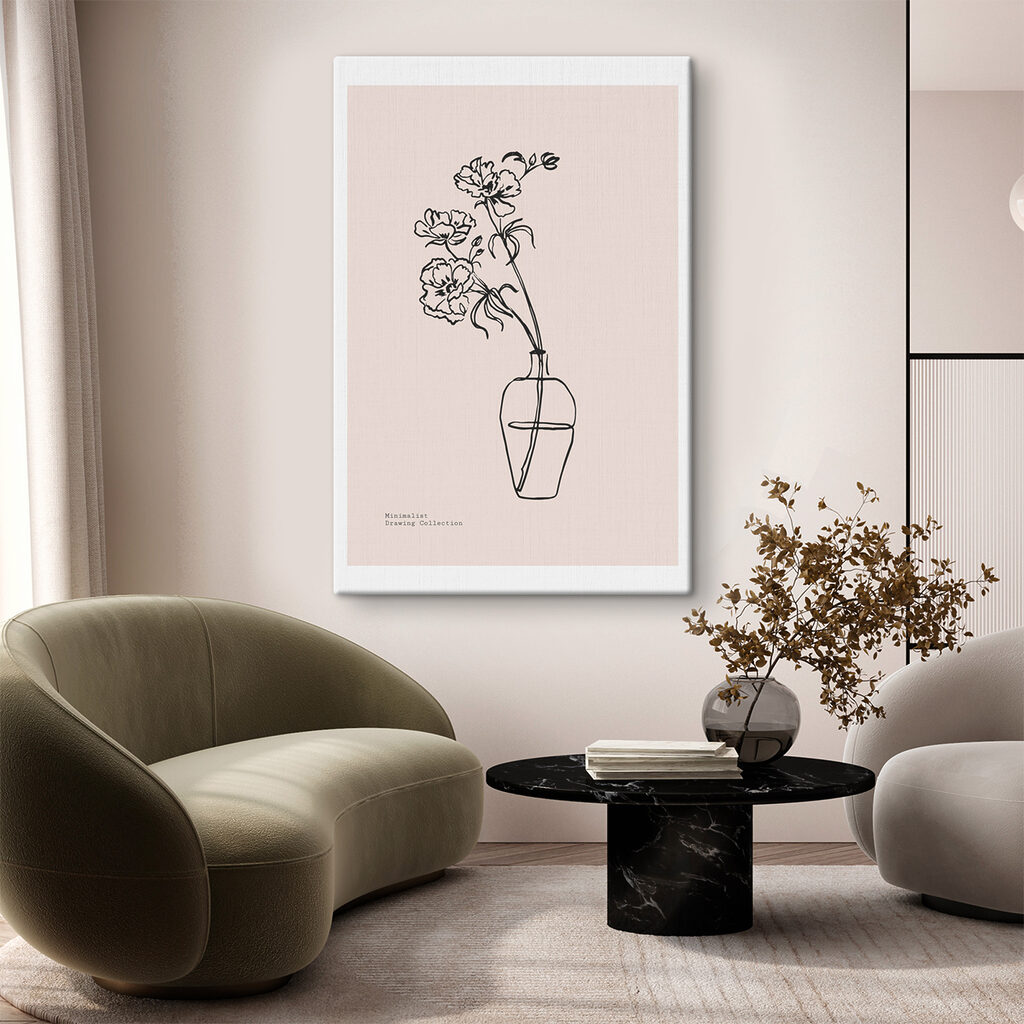A drawing of flowers in a vase