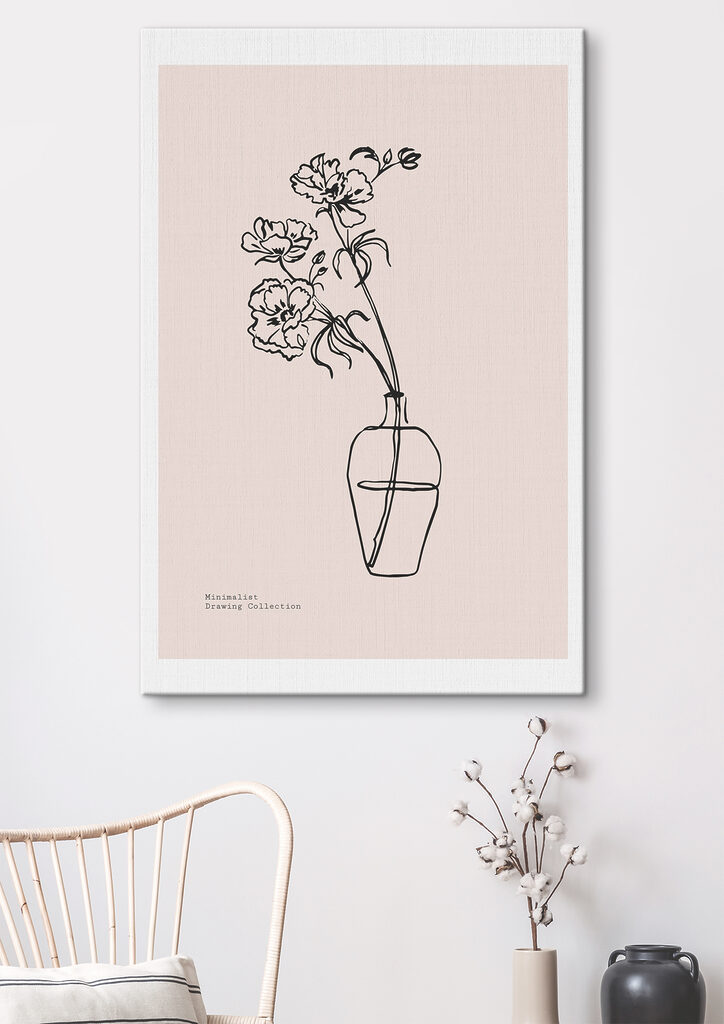 A drawing of flowers in a vase