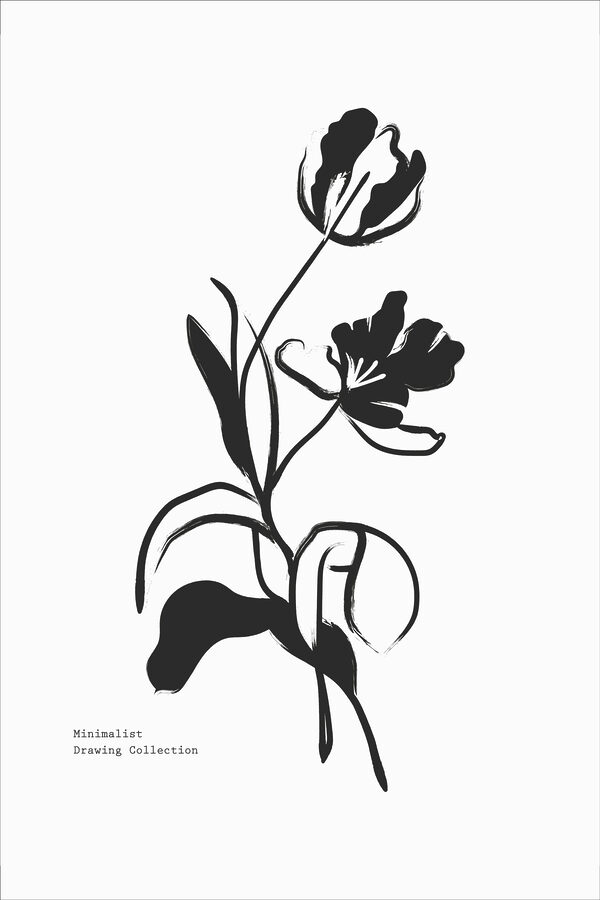 A black and white drawing of a flower A black and white drawing of a flower