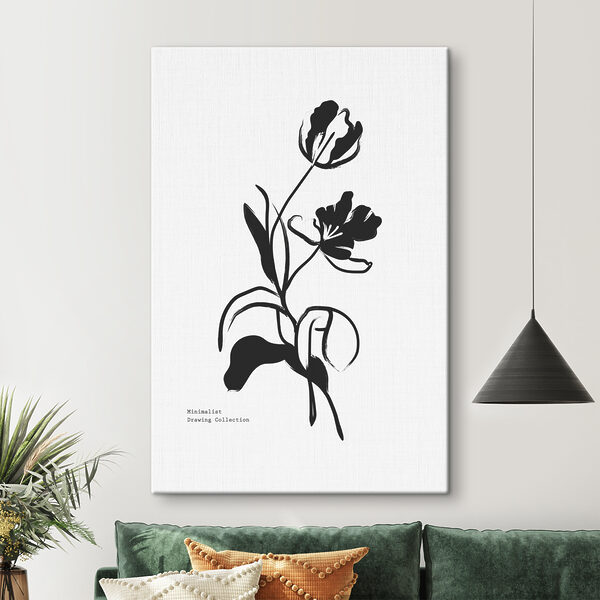 A black and white drawing of a flower A black and white drawing of a flower