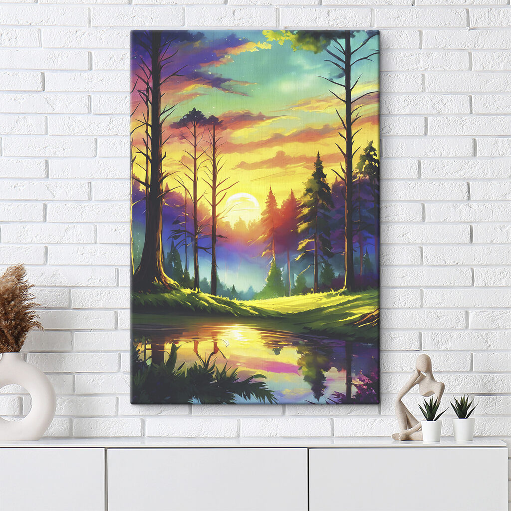 A sunset over a forest A sunset over a forest