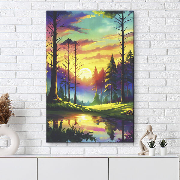 Cuadros Una puesta de sol sobre un bosque (SKU: s37996) Cuadros Cuadros Una puesta de sol sobre un bosque (SKU: s37996)