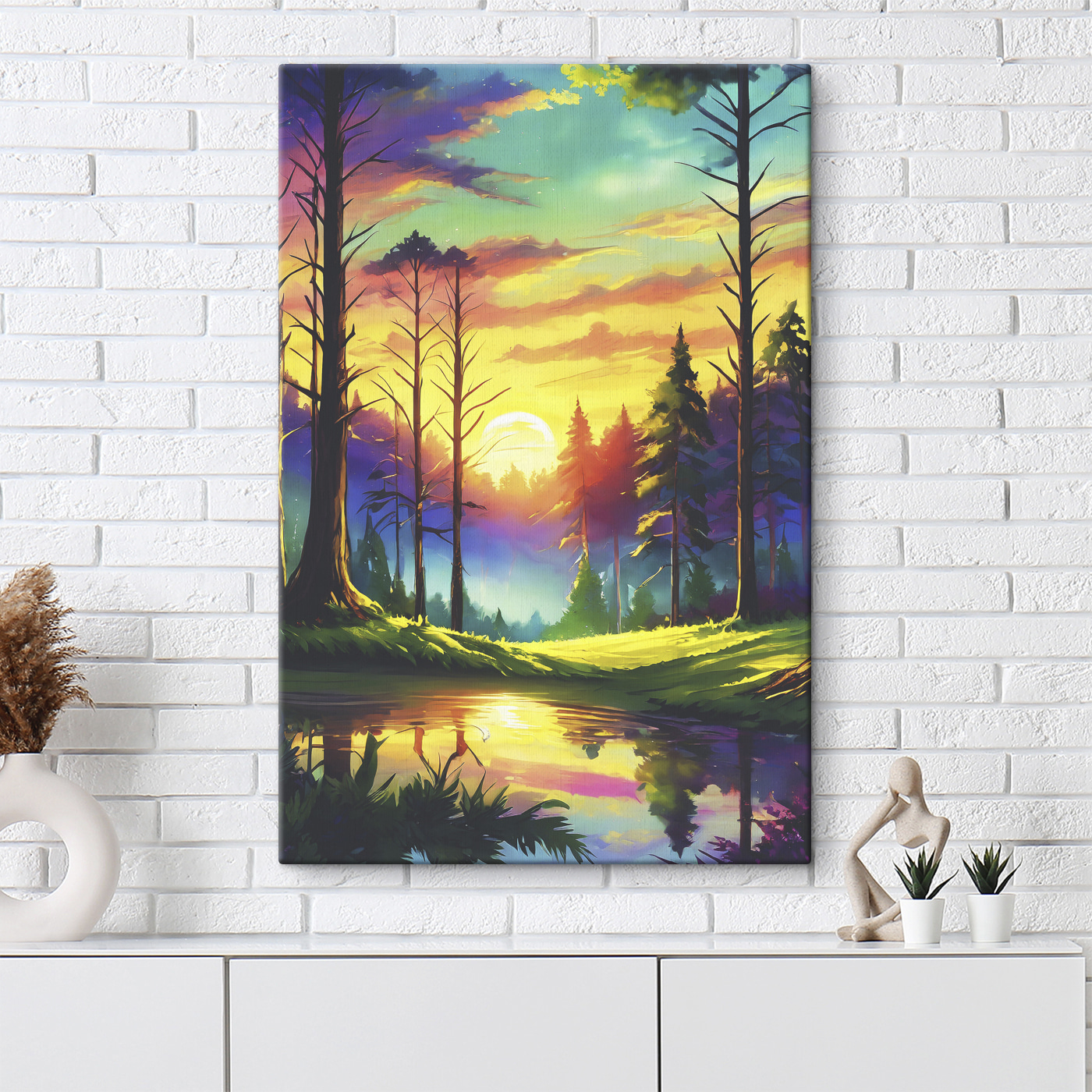 A sunset over a forest A sunset over a forest
