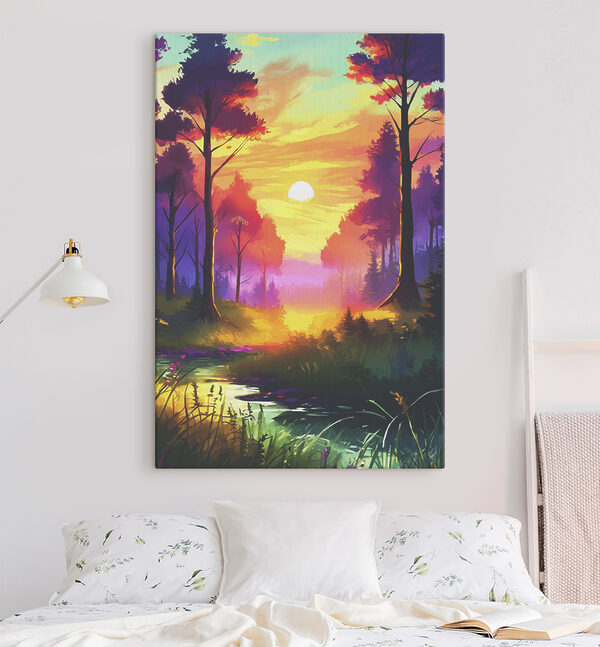 Cuadros Una puesta de sol en el bosque (SKU: s37997) Cuadros Cuadros Una puesta de sol en el bosque (SKU: s37997)
