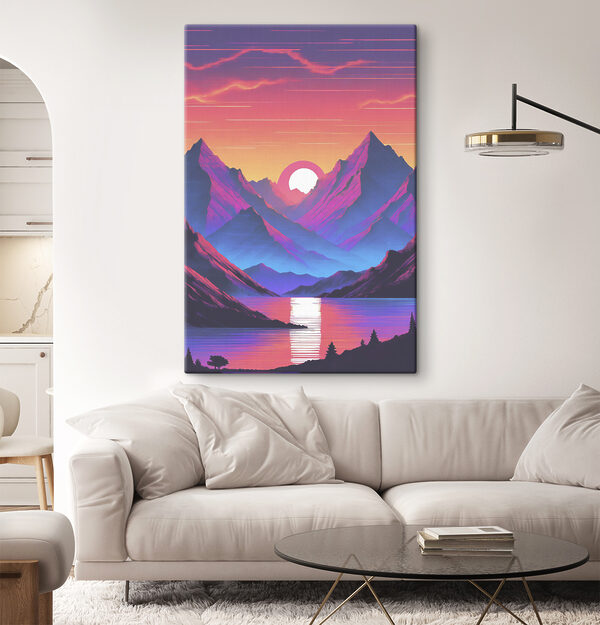 A mountain range with a sunset