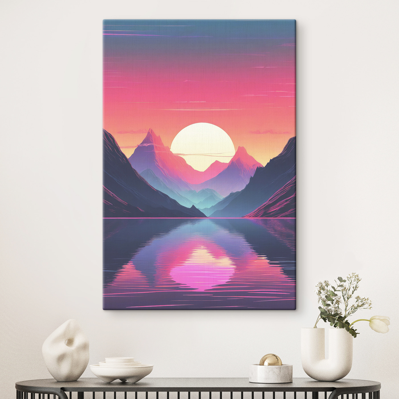 A sunset over a mountain range