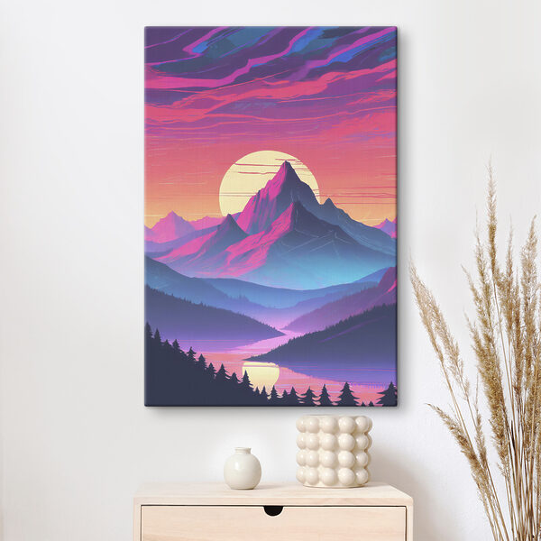 A landscape of mountains and trees