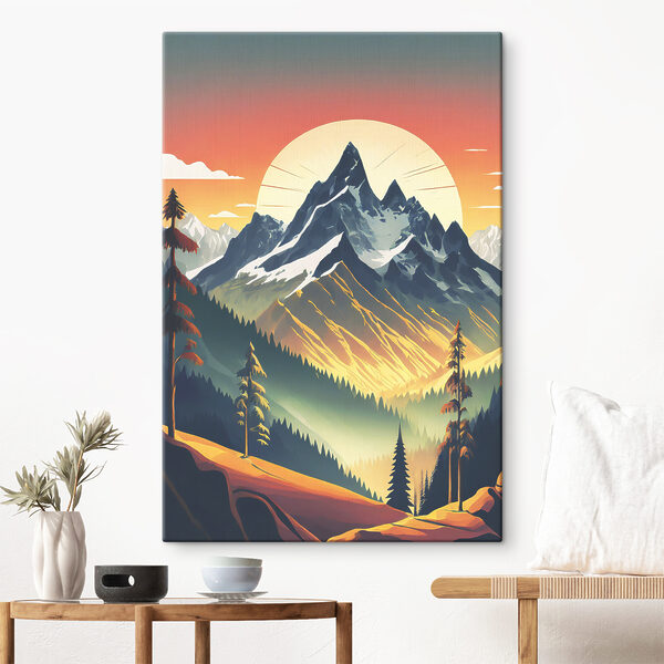 Cuadros Una cordillera con árboles y una puesta de sol (SKU: s38004) Cuadros Cuadros Una cordillera con árboles y una puesta de sol (SKU: s38004)