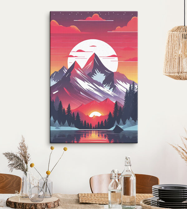 Cuadros Una cordillera con árboles y una puesta de sol (SKU: s38005) Cuadros Cuadros Una cordillera con árboles y una puesta de sol (SKU: s38005)