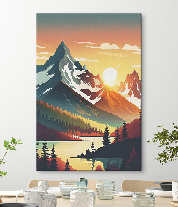 Cuadros Una cordillera con árboles y un lago (SKU: s38006) Cuadros Cuadros Una cordillera con árboles y un lago (SKU: s38006)