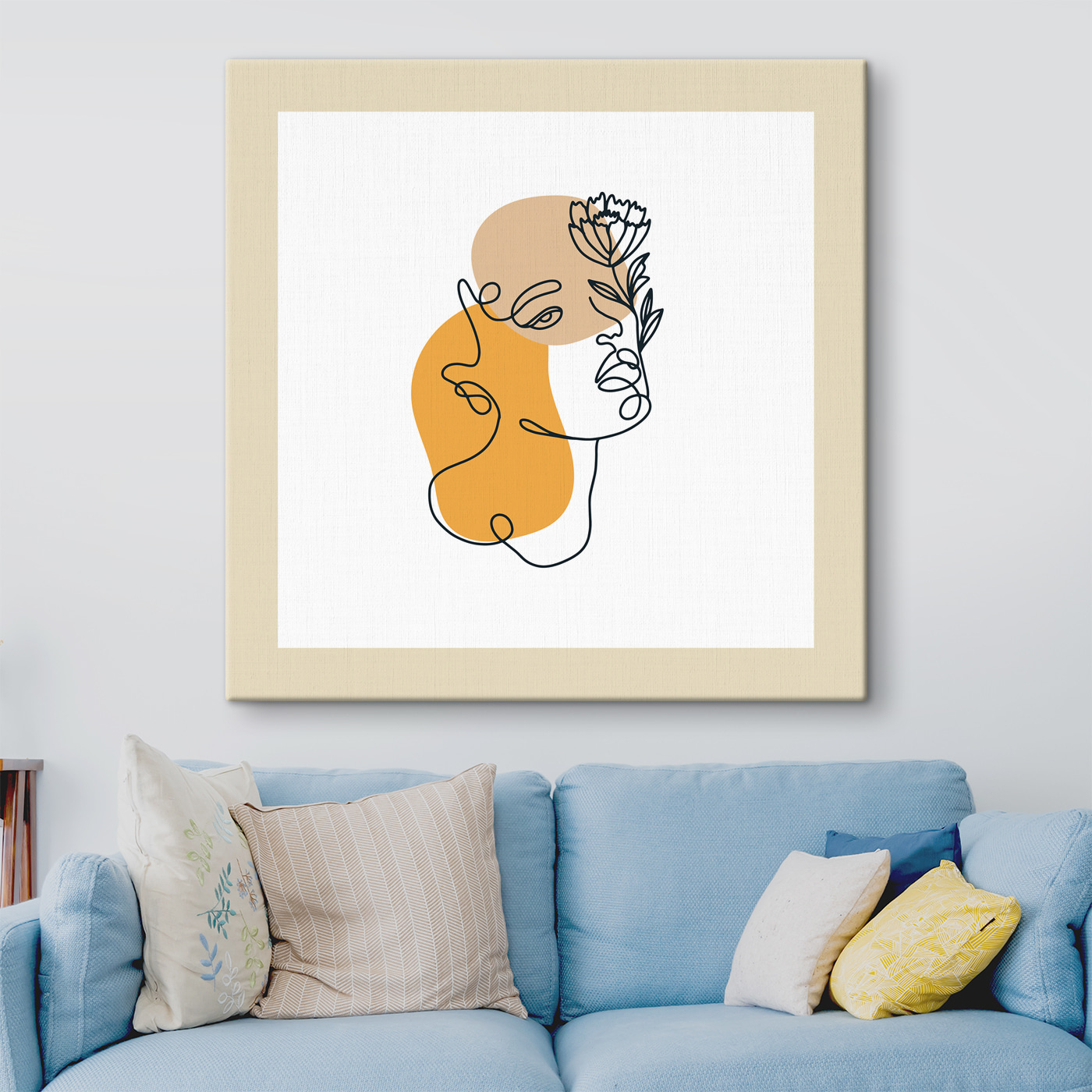 A drawing of a woman's face with a flower A drawing of a woman's face with a flower