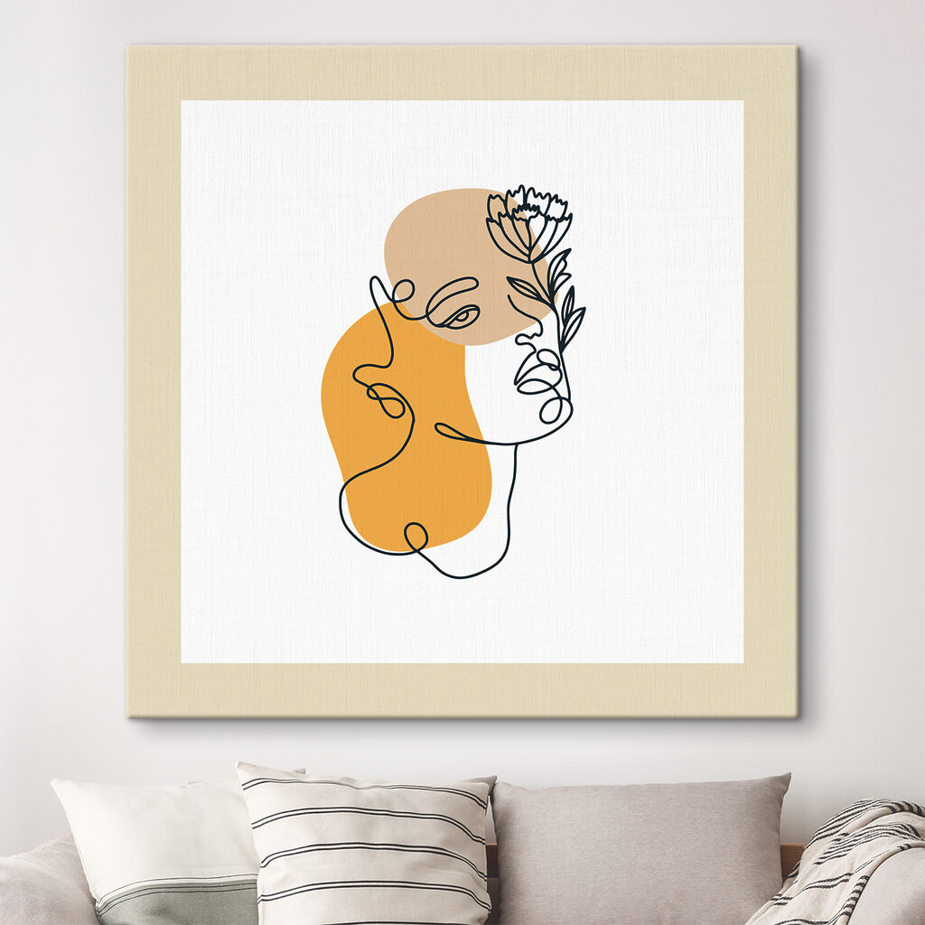 A drawing of a woman's face with a flower A drawing of a woman's face with a flower
