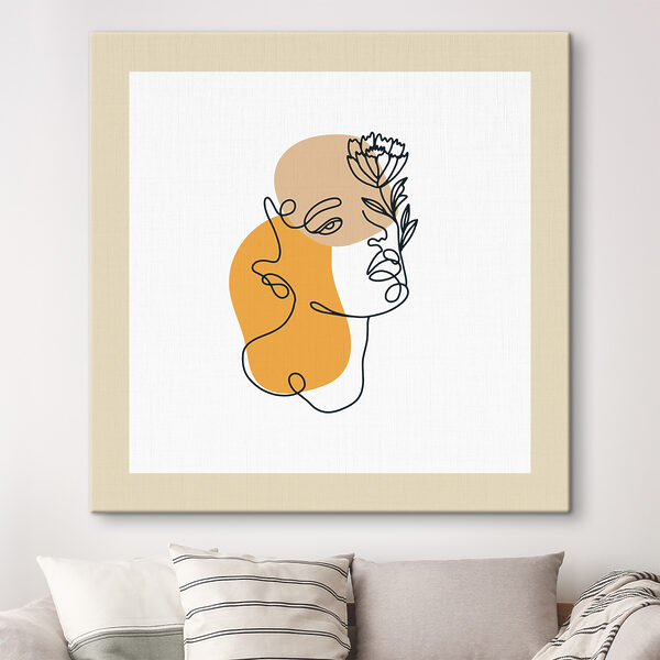 A drawing of a woman's face with a flower A drawing of a woman's face with a flower