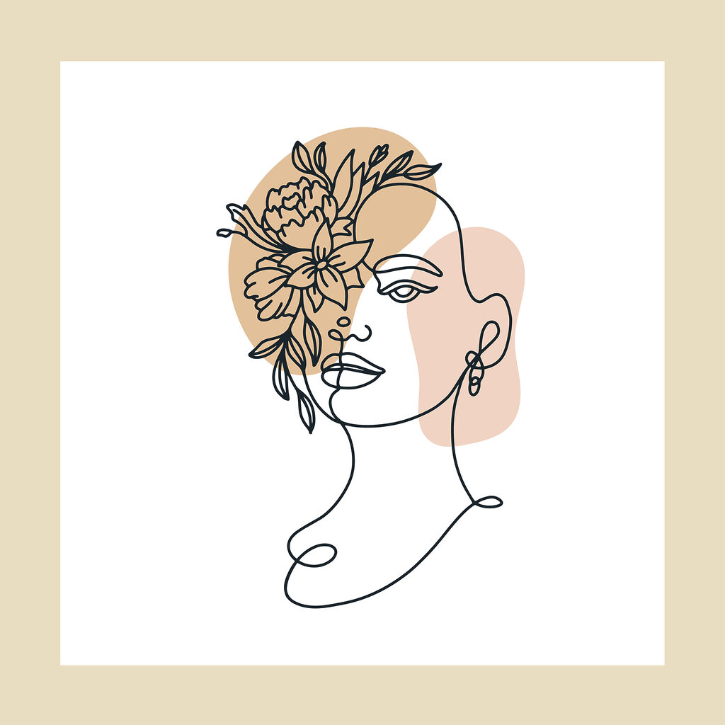 A drawing of a woman with flowers in her hair A drawing of a woman with flowers in her hair