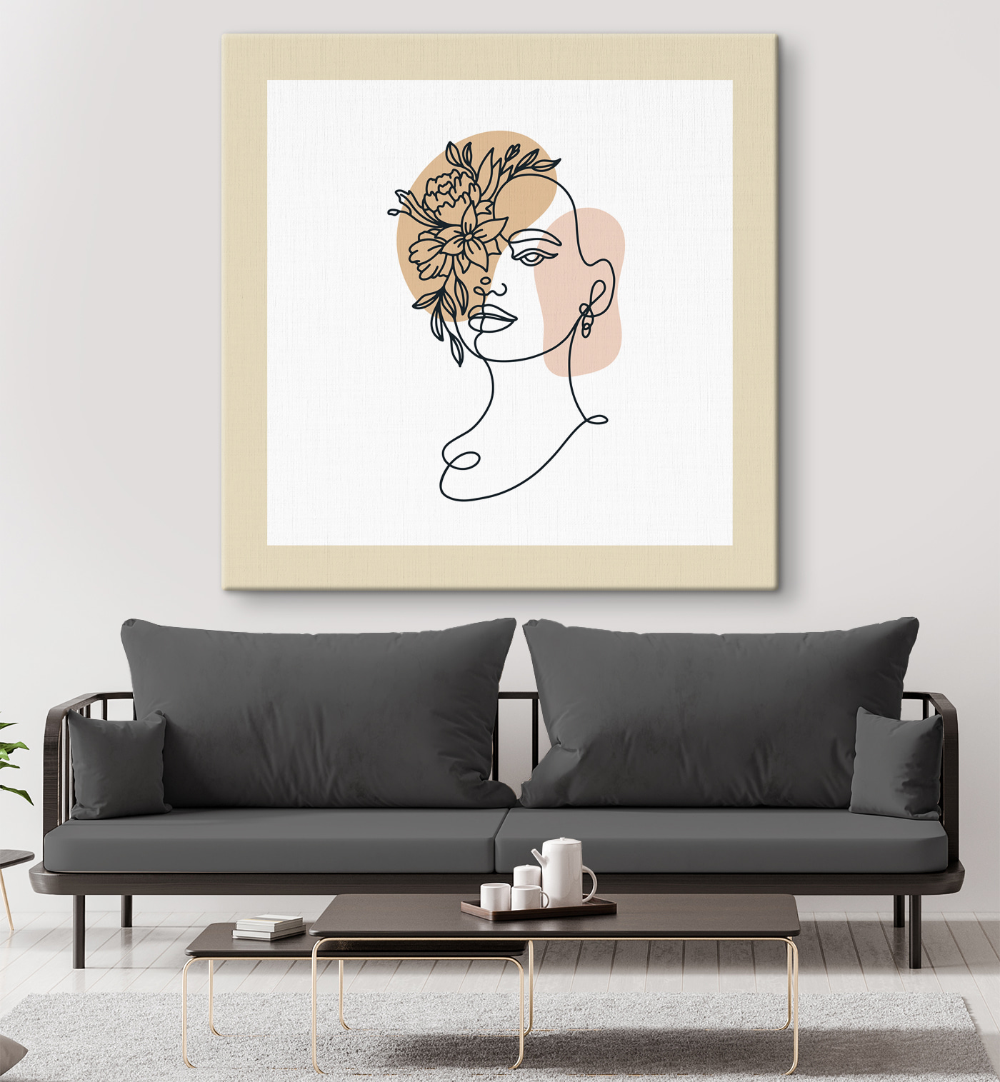 A drawing of a woman with flowers in her hair A drawing of a woman with flowers in her hair