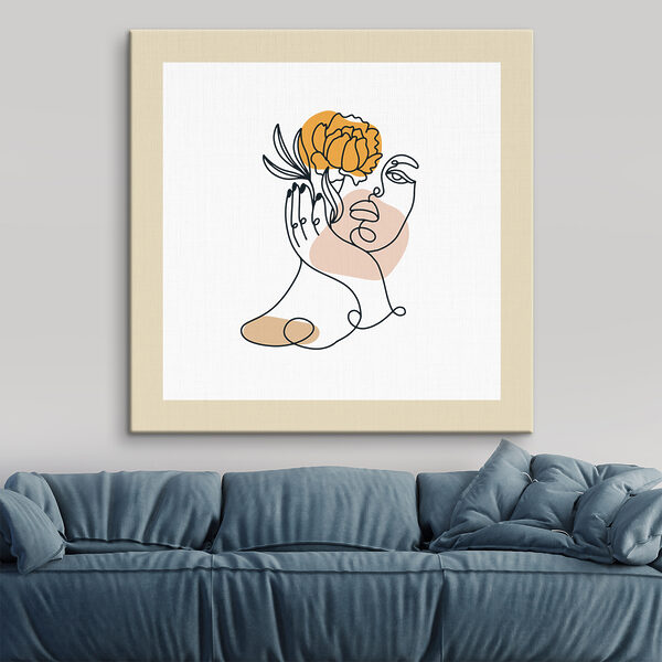Cuadros Un dibujo de una mujer con una flor en la mano