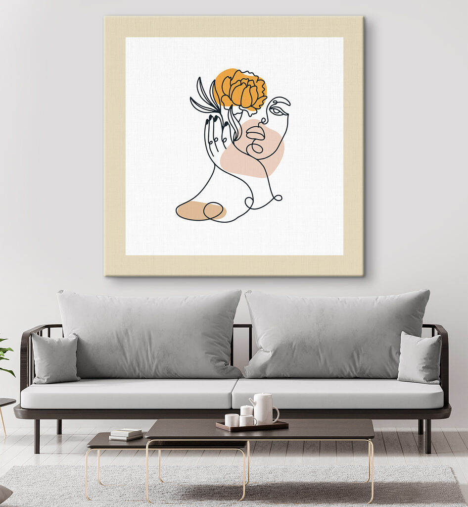 A drawing of a woman holding a flower A drawing of a woman holding a flower