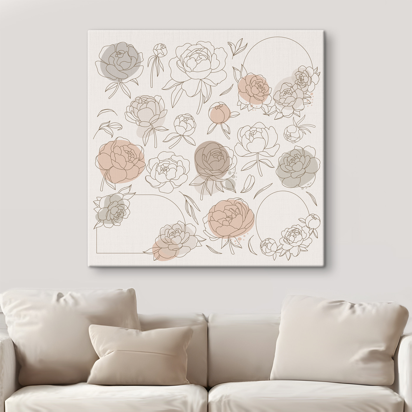 A group of flowers drawn on a white background A group of flowers drawn on a white background