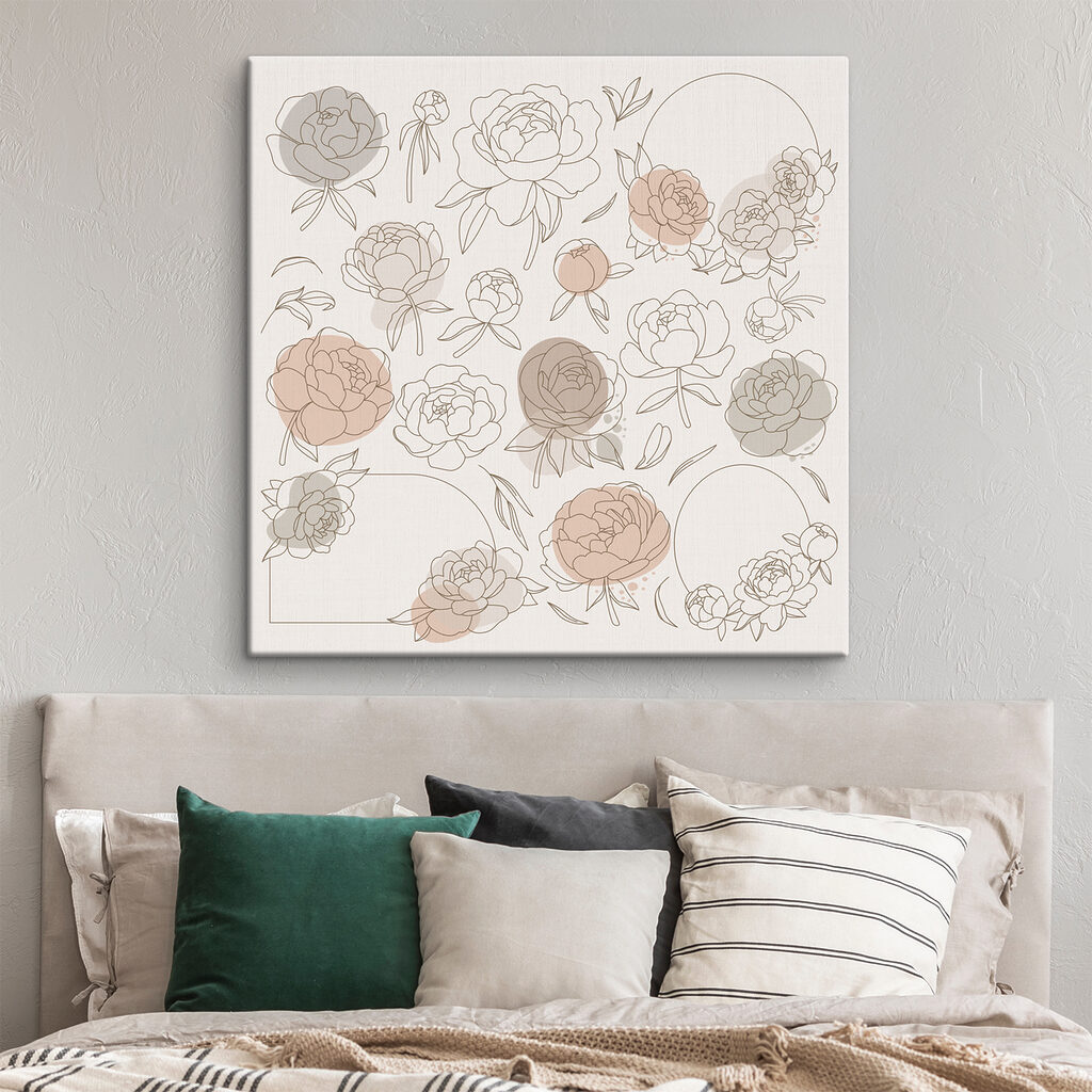 A group of flowers drawn on a white background A group of flowers drawn on a white background