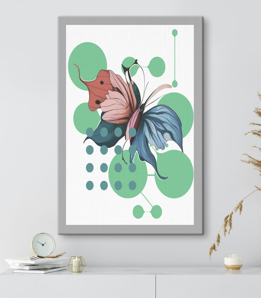 A butterfly with a flower and dots