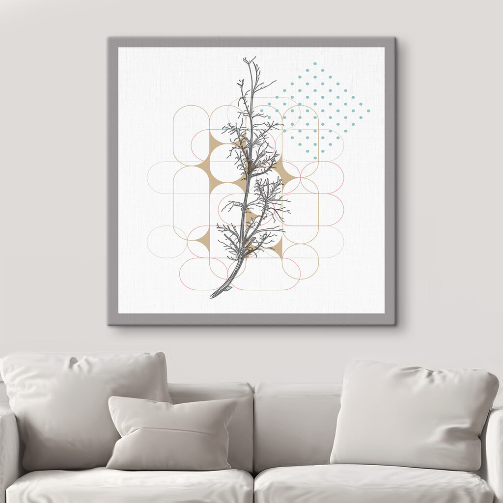A drawing of a branch with leaves