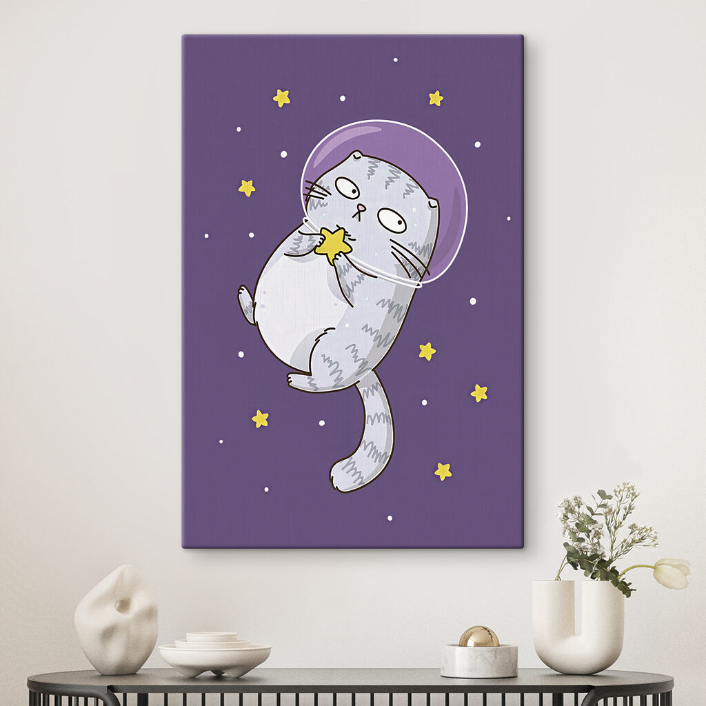 A cartoon of a cat in space A cartoon of a cat in space