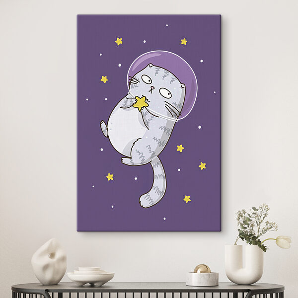 A cartoon of a cat in space A cartoon of a cat in space