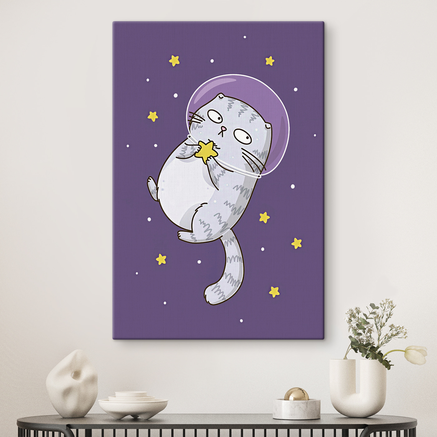 A cartoon of a cat in space A cartoon of a cat in space