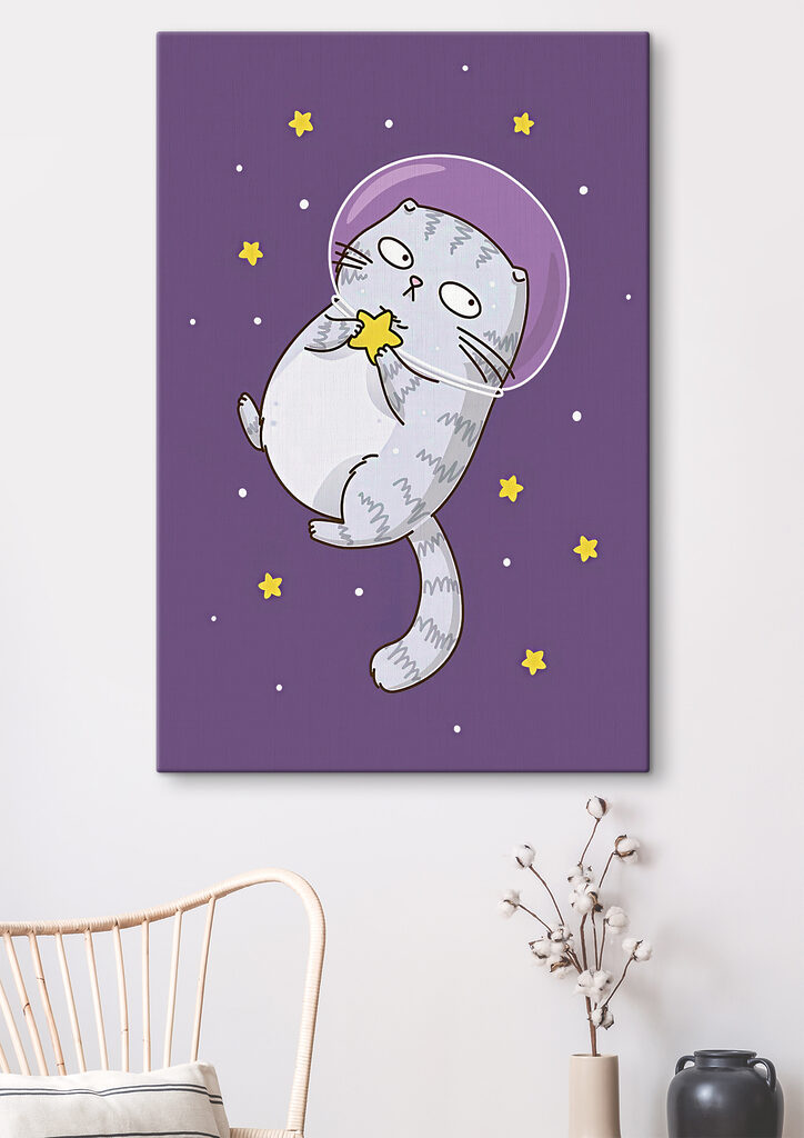 A cartoon of a cat in space A cartoon of a cat in space