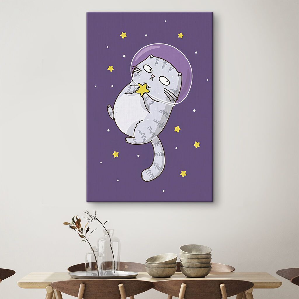 A cartoon of a cat in space A cartoon of a cat in space