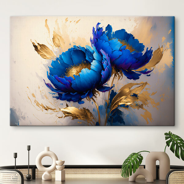 Cuadros Flores de un azul intenso entre salpicaduras (SKU: s37843) Cuadros Cuadros Flores de un azul intenso entre salpicaduras (SKU: s37843)