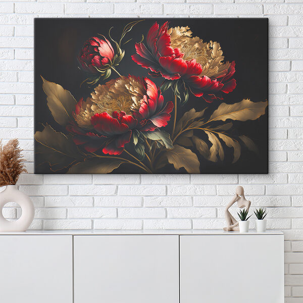 A painting of flowers on a black background A painting of flowers on a black background