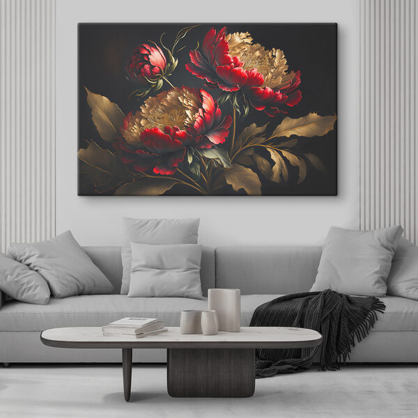 A painting of flowers on a black background A painting of flowers on a black background