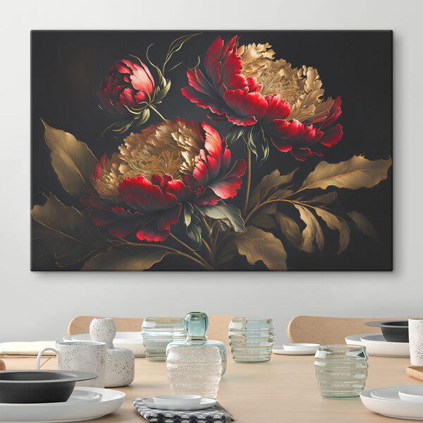 A painting of flowers on a black background A painting of flowers on a black background