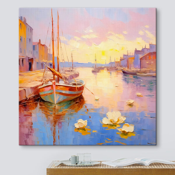 Cuadros Cuadros Un cuadro de barcos en un puerto (SKU: s37880)