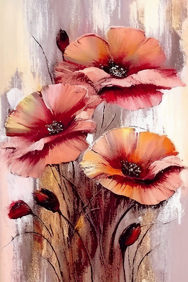 A painting of flowers on a white background A painting of flowers on a white background