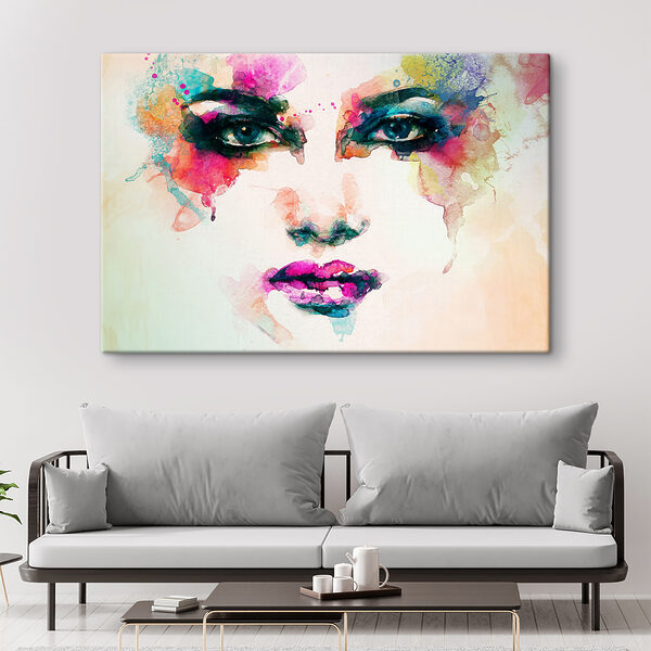Cuadros Cuadros El rostro de una mujer con maquillaje de colores (SKU: s37748)