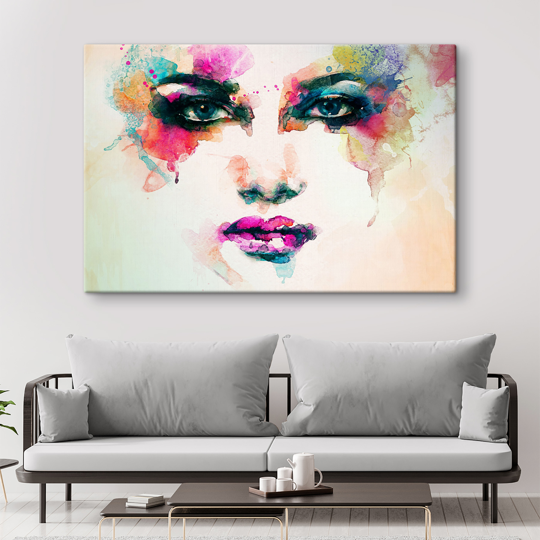 A woman's face with colorful makeup A woman's face with colorful makeup