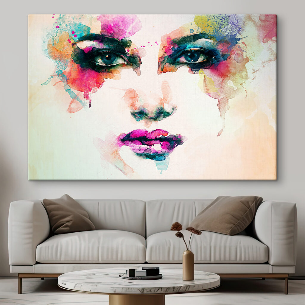 A woman's face with colorful makeup A woman's face with colorful makeup