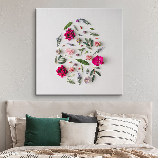 Cuadros Cuadros Un ramo de flores dispuesto en forma de huevo (SKU: s37758)