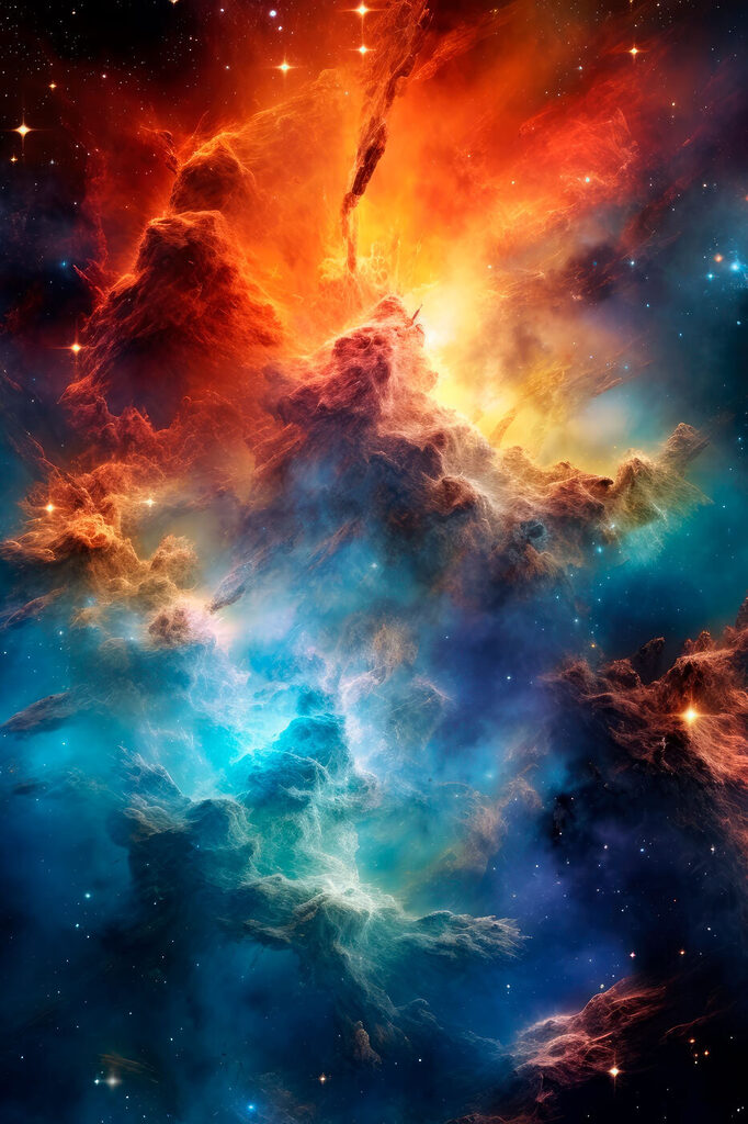 Colorful clouds and stars in space Colorful clouds and stars in space