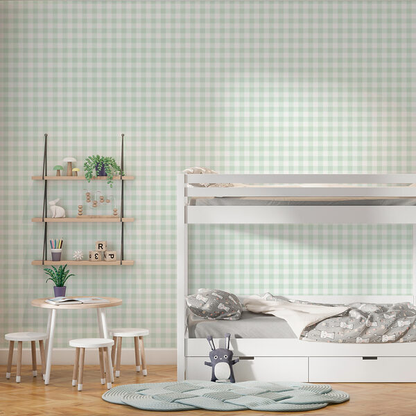 A green and white checkered fabric